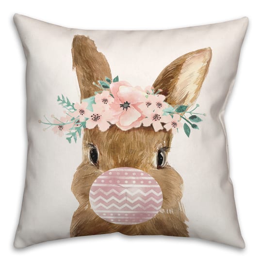 Easter Bunny Bubblegum 18&#x22; x 18&#x22; Throw Pillow
